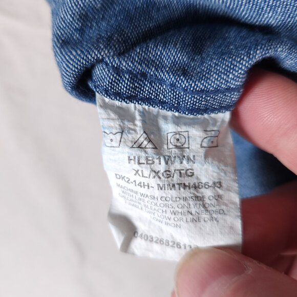 Wrangler Premium Quality Blue Denim Button Shirt Mens XL Pockets Western America - Picture 14 of 15